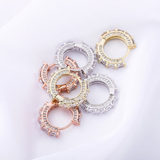 Huggie Hoop Earrings with Zircon Gemstones in Various Colors for Woman