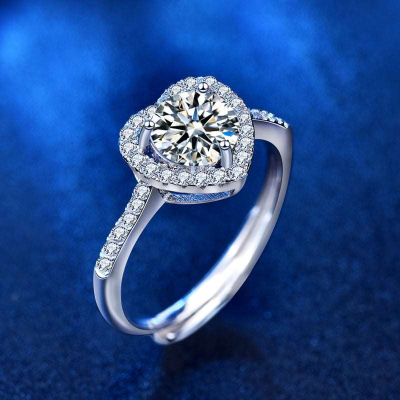 Love Heart Moissanite  Diamond Ring
