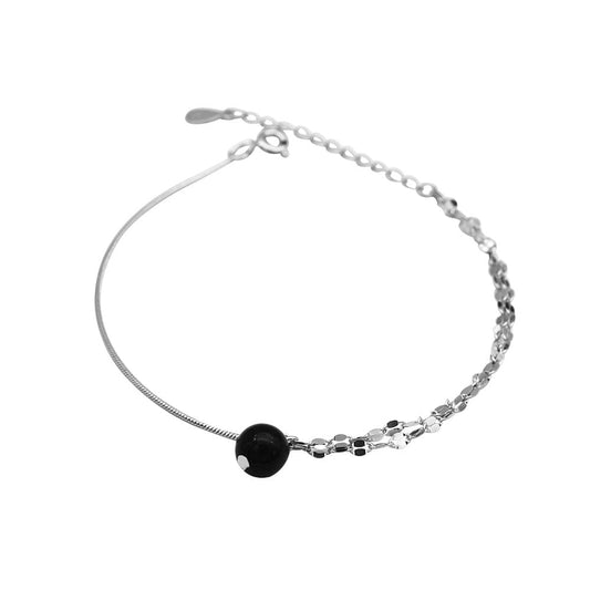 Black Agate S925 Sterling Silver Crystal Bracelet