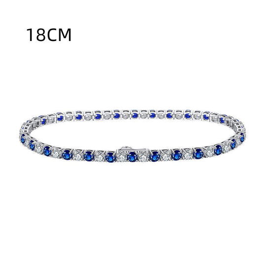 Blue, Red or Multi Color  Gemstone Sterling Silver Tennis Bracelet For Woman
