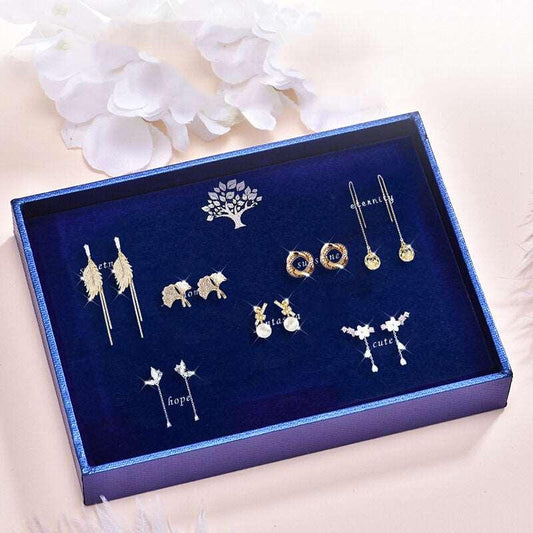 7 piece 925 Sterling Silver Needle Tassel Earrings Set