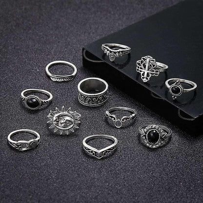 Add An Edgy Twist  With Our Alloy Bohemian Vintage Ring Set