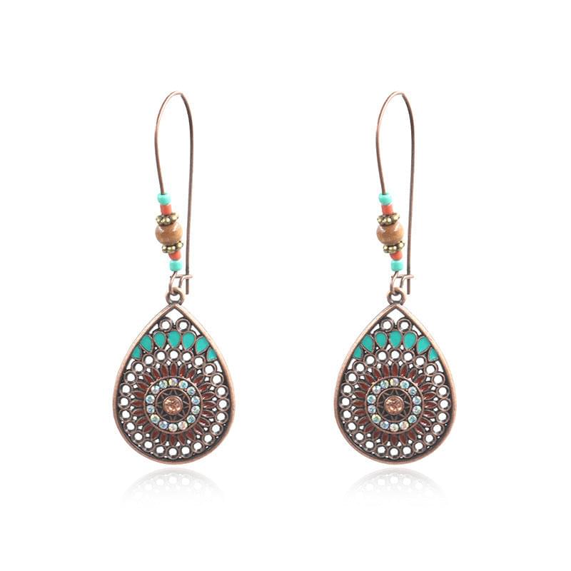 Bohemian Geometric leaf Tassel Earrings