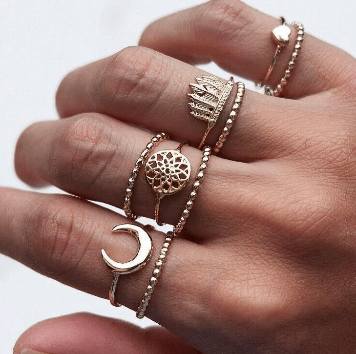 Stand out with this 9 PCS Bohemian Midi Ring Set