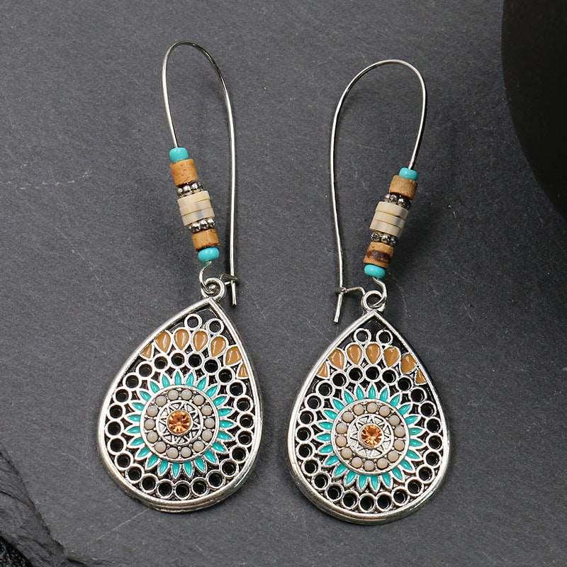 Bohemian Geometric leaf Tassel Earrings