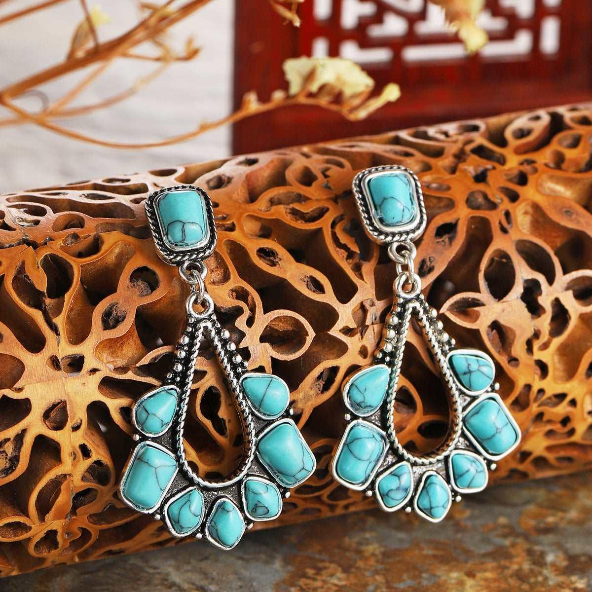 Bohemian Ancient silver yellow turquoise earrings