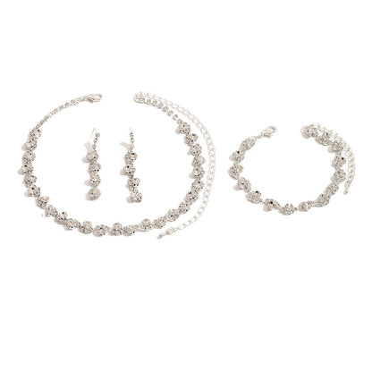 Elegant water diamond Three-piece Earring Necklace and Bracelet Set