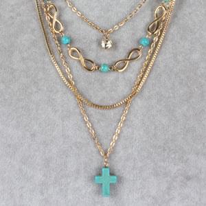 Boho Turquoise Cross Chic Necklace