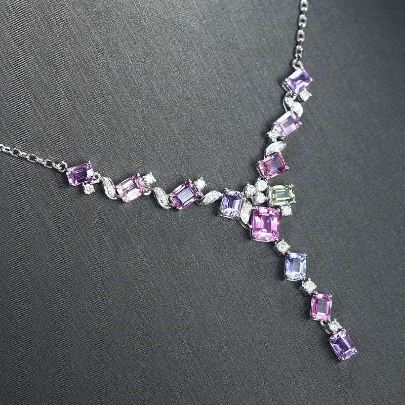 Lavender Tourmaline CZ Diamond Set Chain