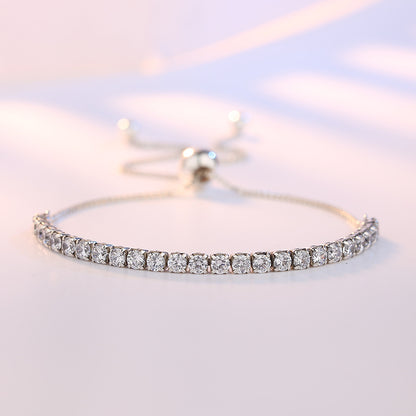 Platinum Plated Copper Tennis Bracelet with Zircon Gemstones For Woman