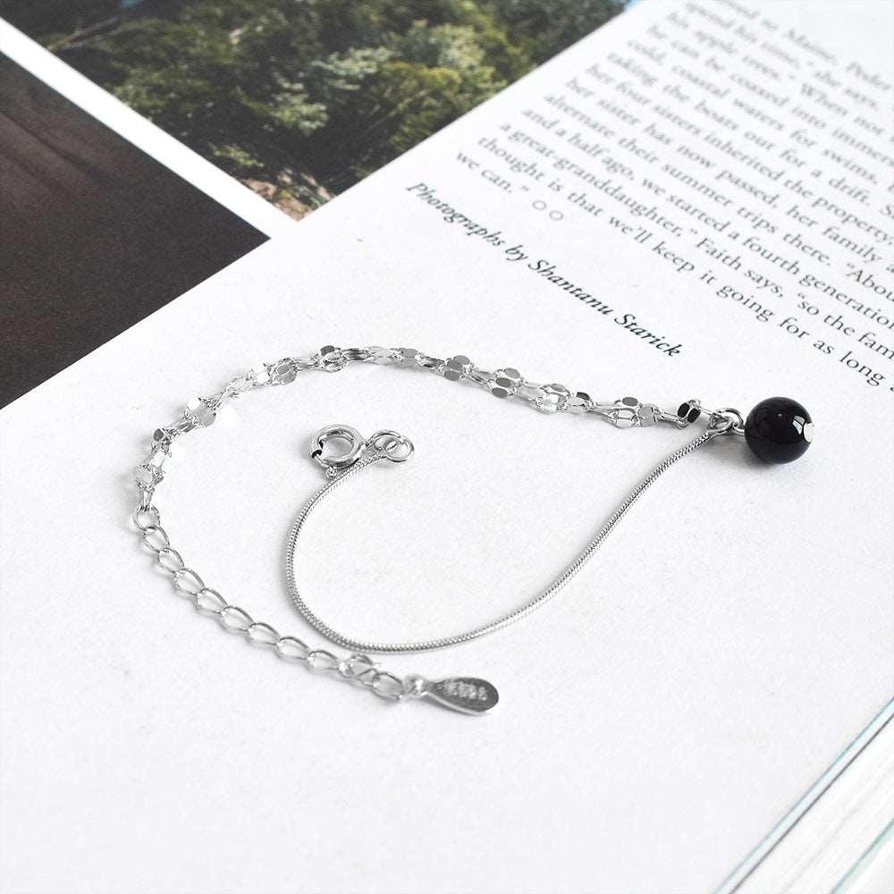 Black Agate S925 Sterling Silver Crystal Bracelet