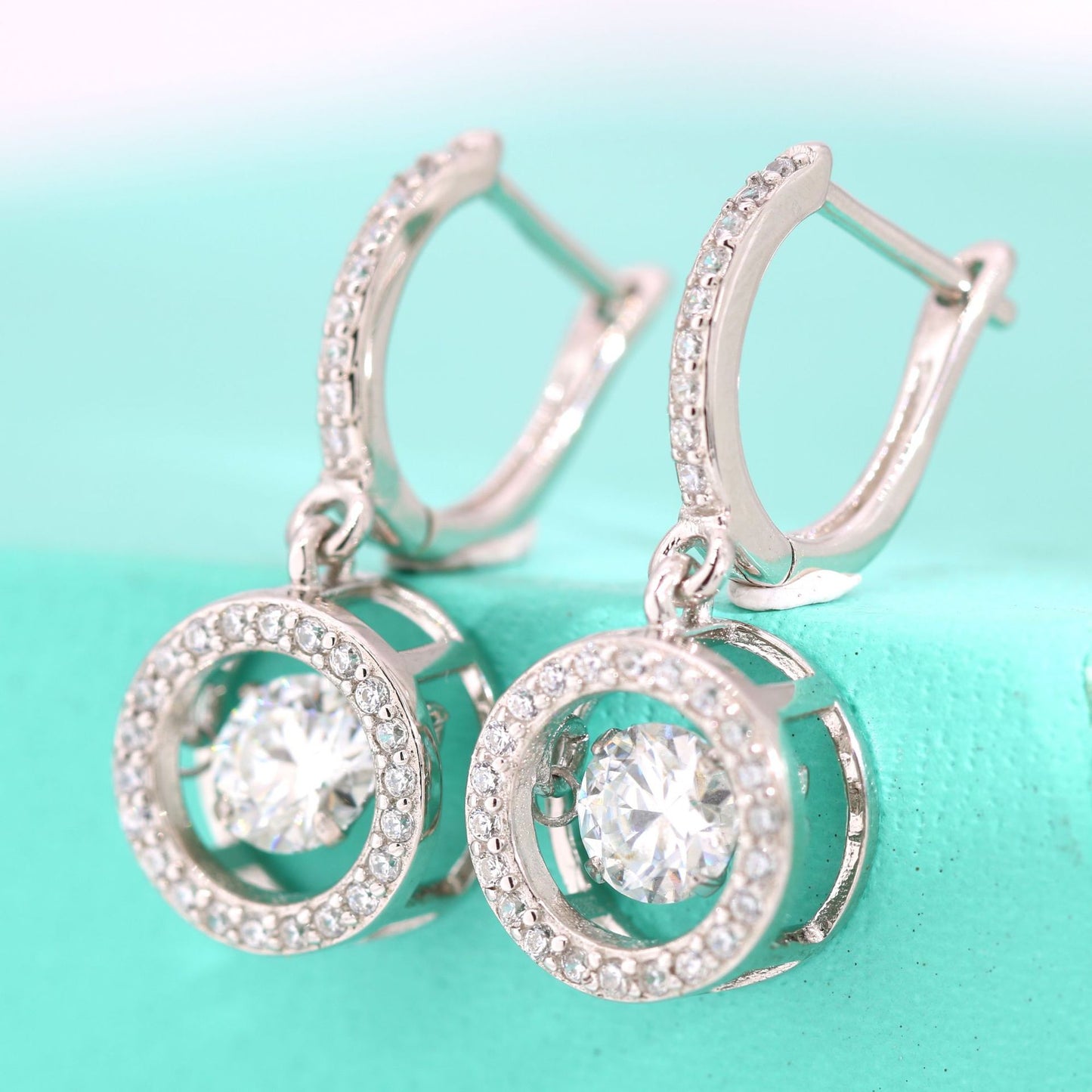 Halo Moissanite Diamond Earrings in S925 Sterling