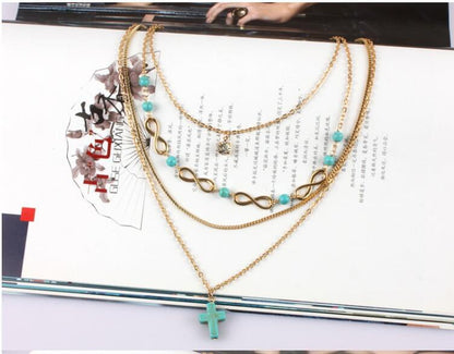 Boho Turquoise Cross Chic Necklace