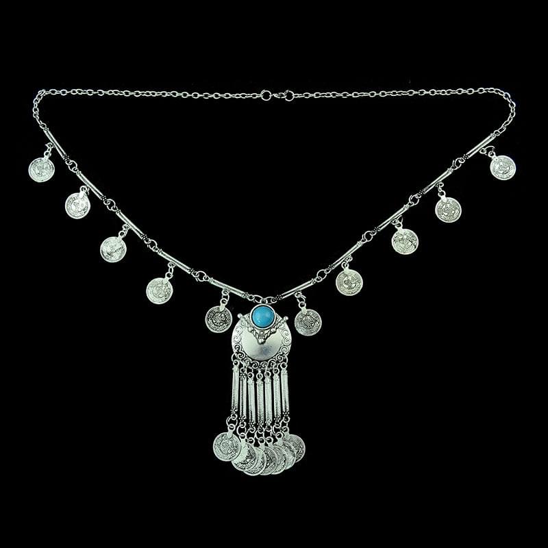 Bohemian tassel coin necklace