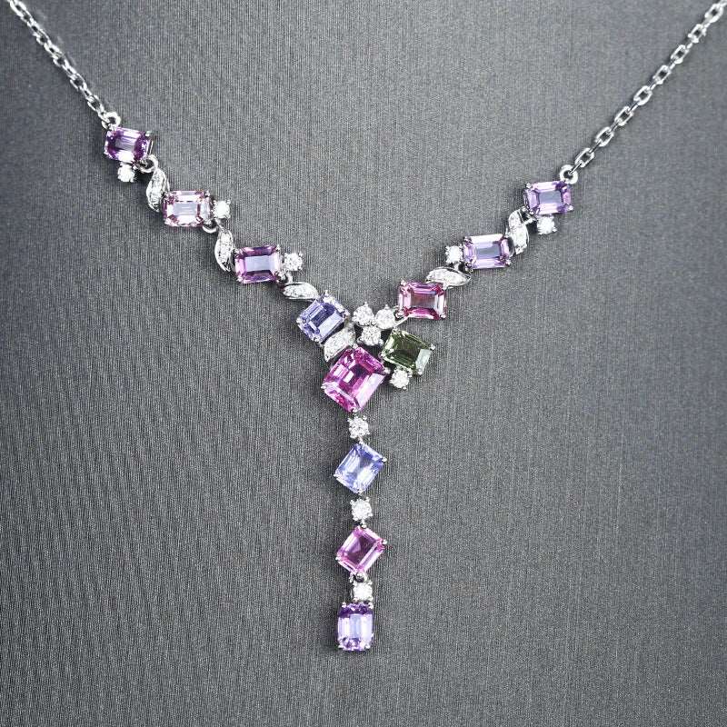 Lavender Tourmaline CZ Diamond Set Chain