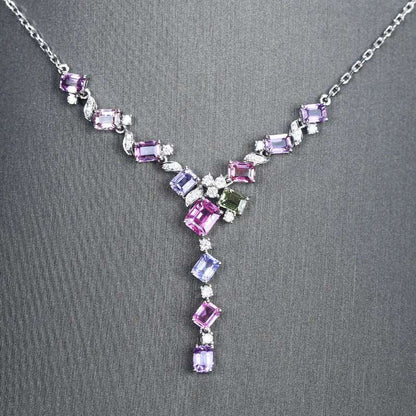 Lavender Tourmaline CZ Diamond Set Chain