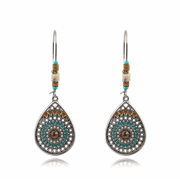 Bohemian Geometric leaf Tassel Earrings