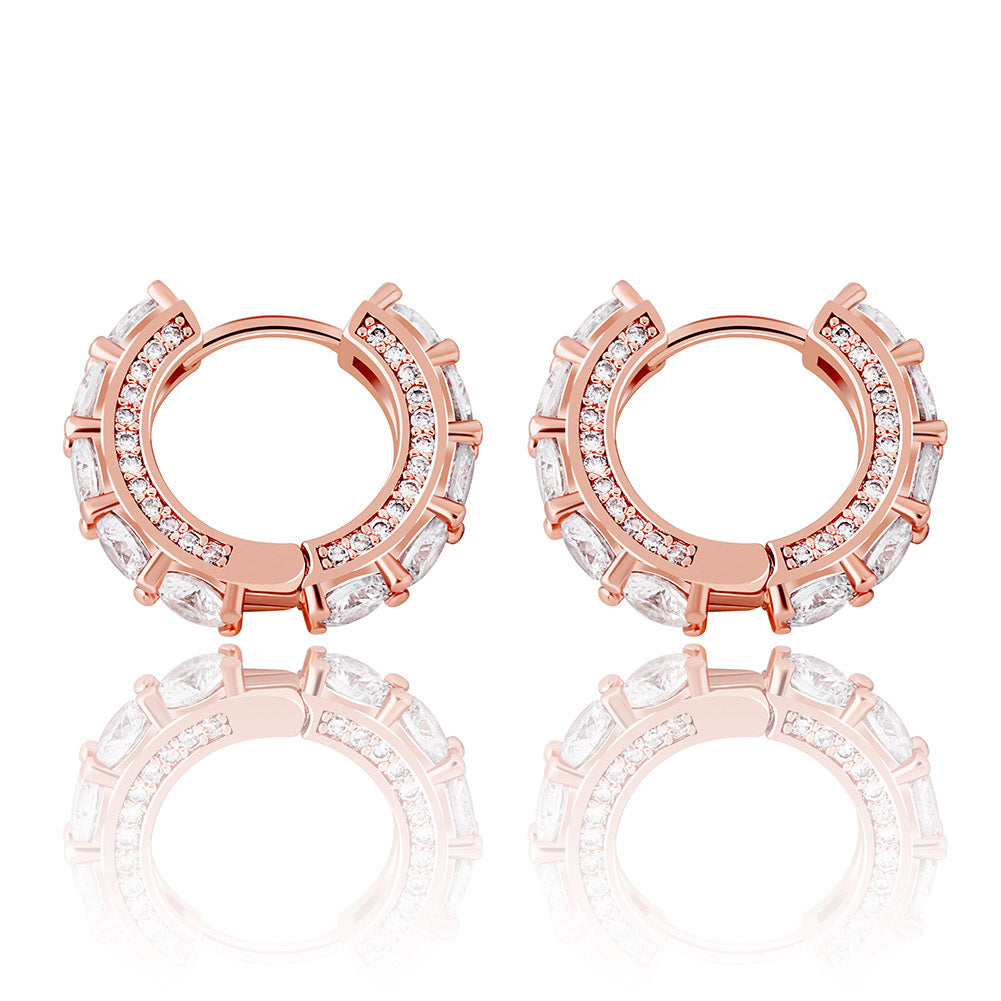 Huggie Hoop Earrings with Zircon Gemstones in Various Colors for Woman