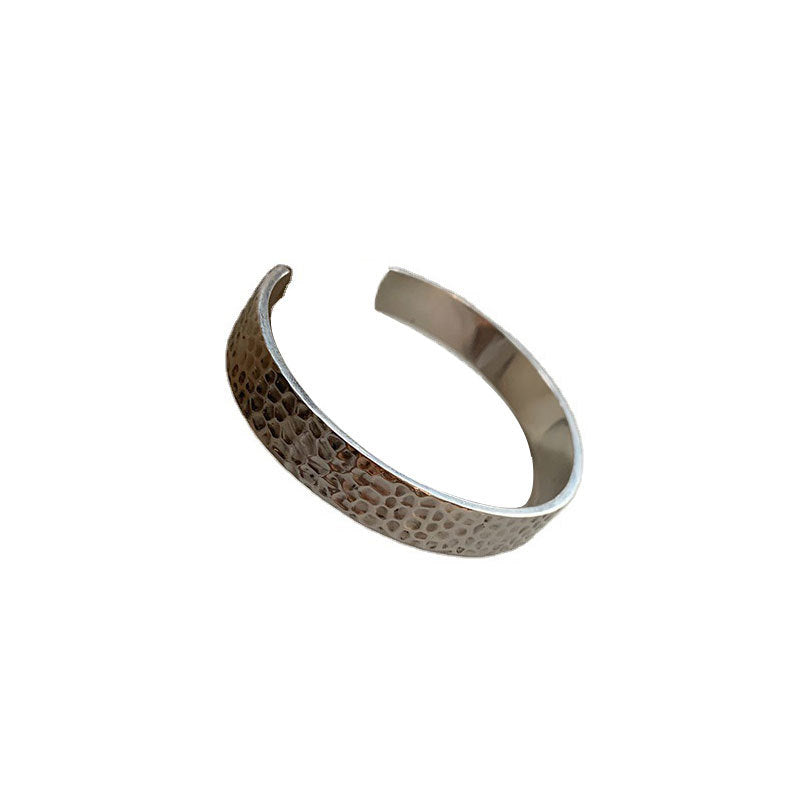 Women's Sterling Silver Hammer Pattern Wide Bangle