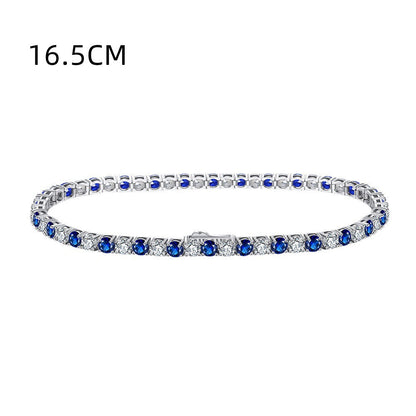 Blue, Red or Multi Color  Gemstone Sterling Silver Tennis Bracelet For Woman