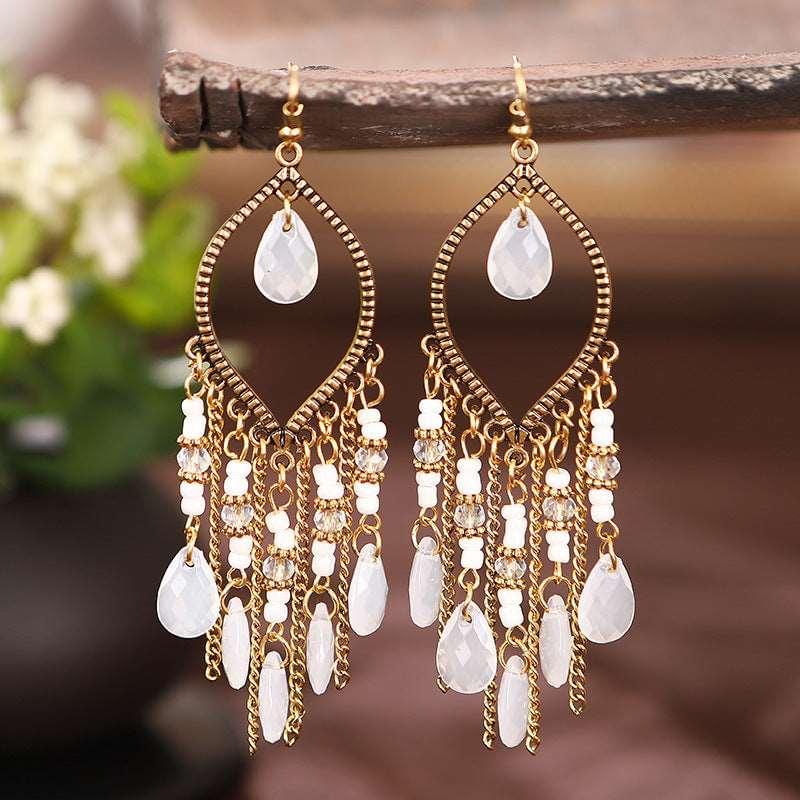 Bohemian Vintage Water Drop Chain tassel Earrings