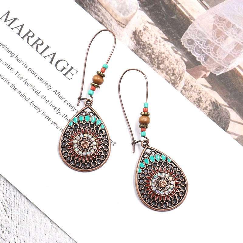 Bohemian Geometric leaf Tassel Earrings