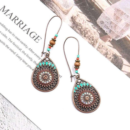 Bohemian Geometric leaf Tassel Earrings