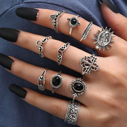 Add An Edgy Twist  With Our Alloy Bohemian Vintage Ring Set