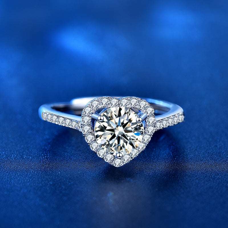 Love Heart Moissanite  Diamond Ring