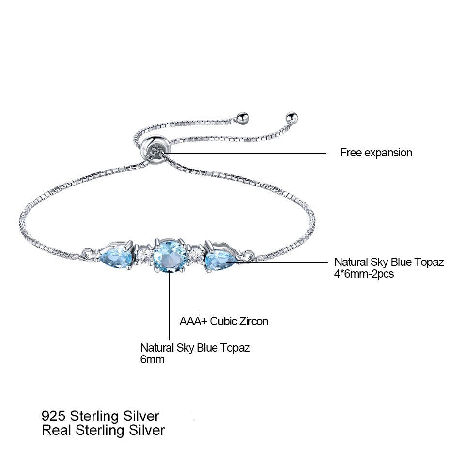 Trinity Sky Blue Topaz Adjustable Tennis Bracelet For Woman