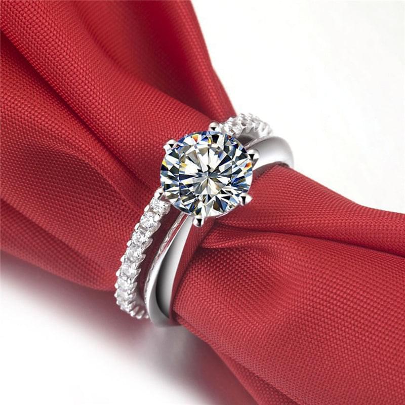 925 Silver Gold-plated Six-claw With 1.5 Carat Moissanite Diamond Ring