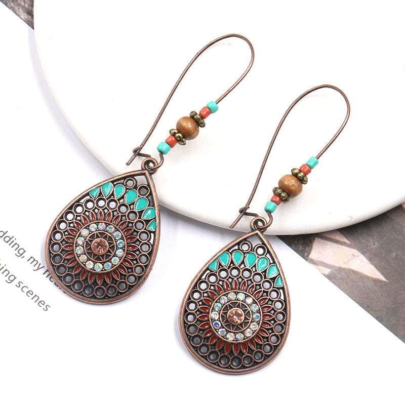 Bohemian Geometric leaf Tassel Earrings