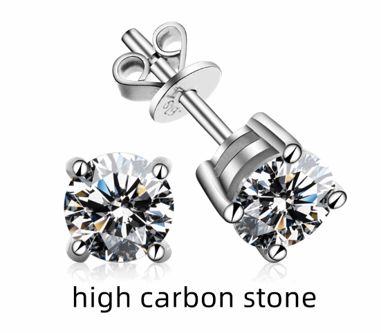 Sterling Silver Four Prong Moissanite Diamond Stud Earrings