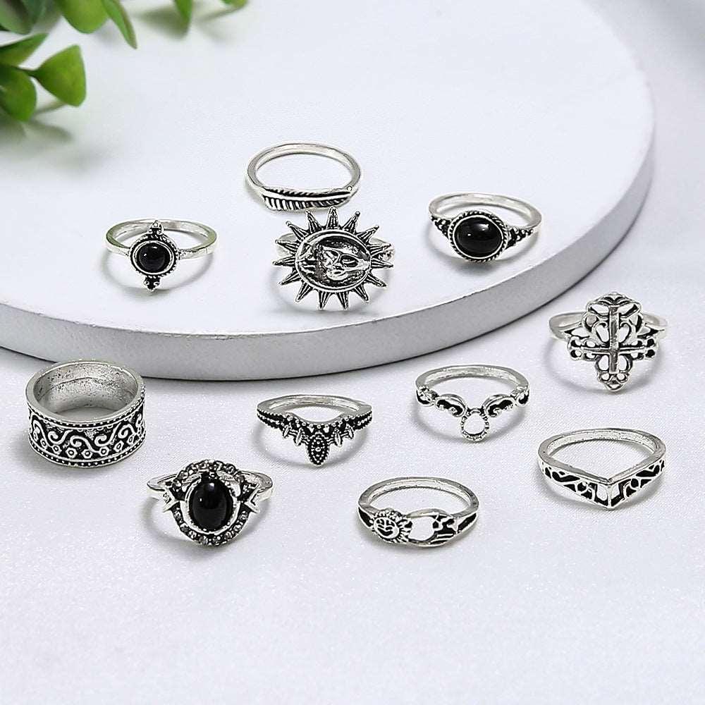 Add An Edgy Twist  With Our Alloy Bohemian Vintage Ring Set