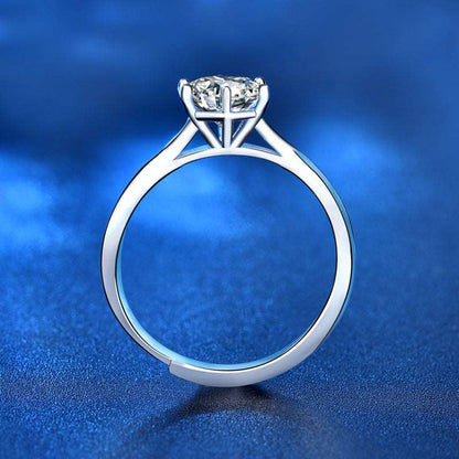 Elegant Moissanite S925 Sterling Silver adjustable Ring