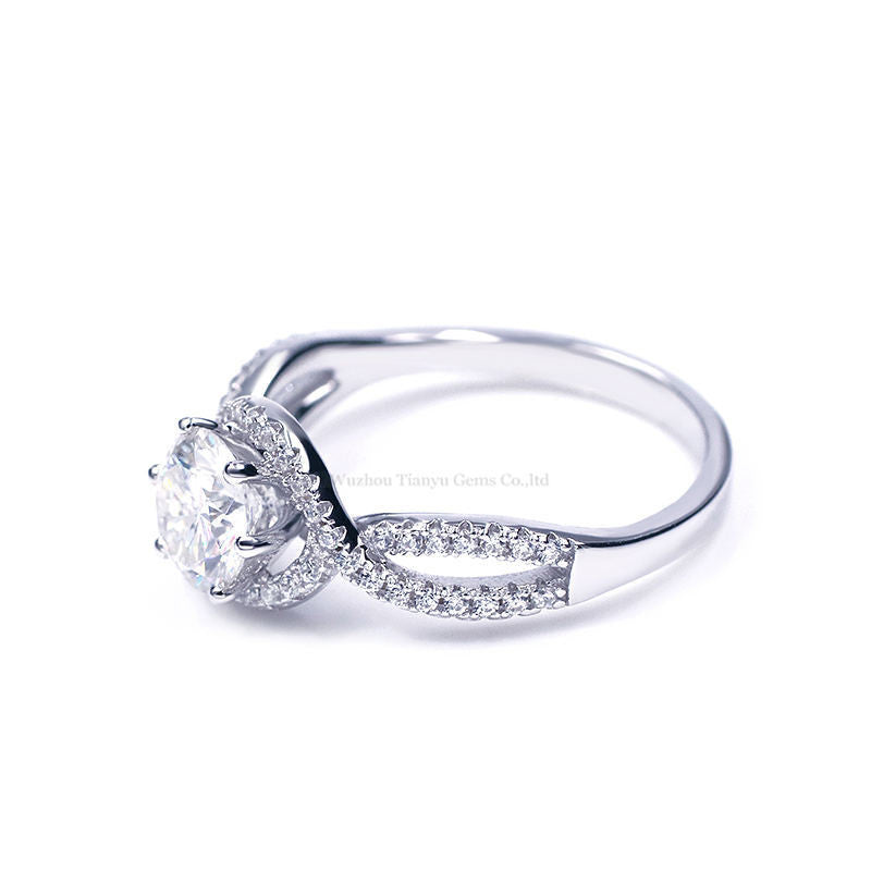 Hexagon Round Cut Moissanite Ring