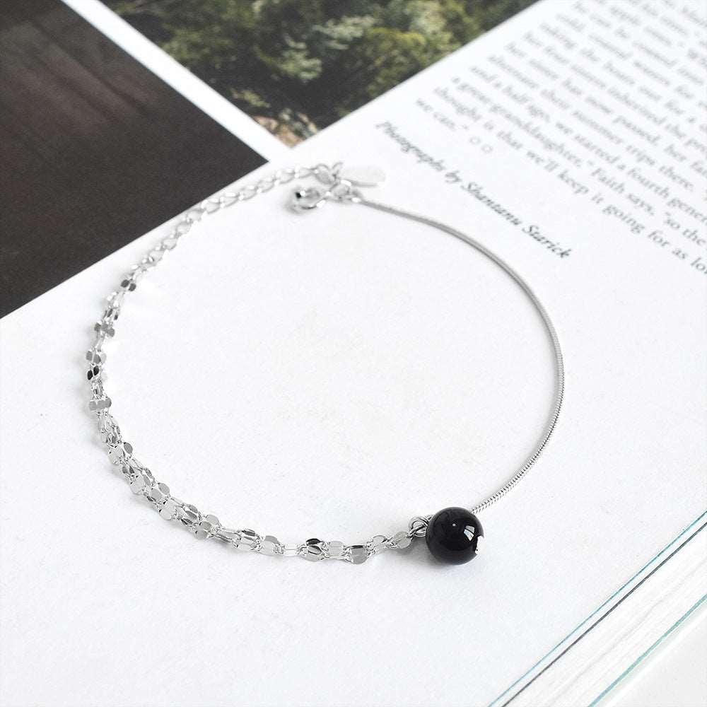 Black Agate S925 Sterling Silver Crystal Bracelet