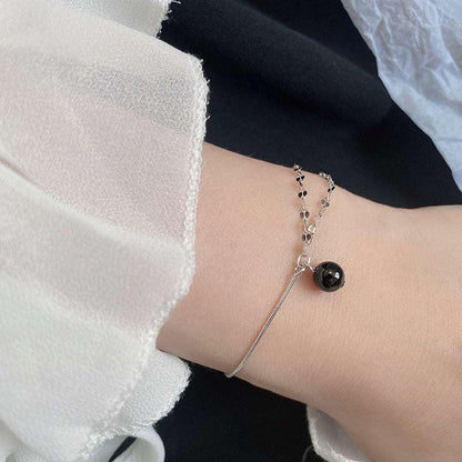 Black Agate S925 Sterling Silver Crystal Bracelet