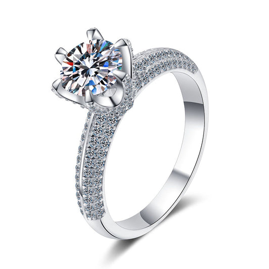Empress S925 Pure Silver Platinum Plated Moissanite Ring