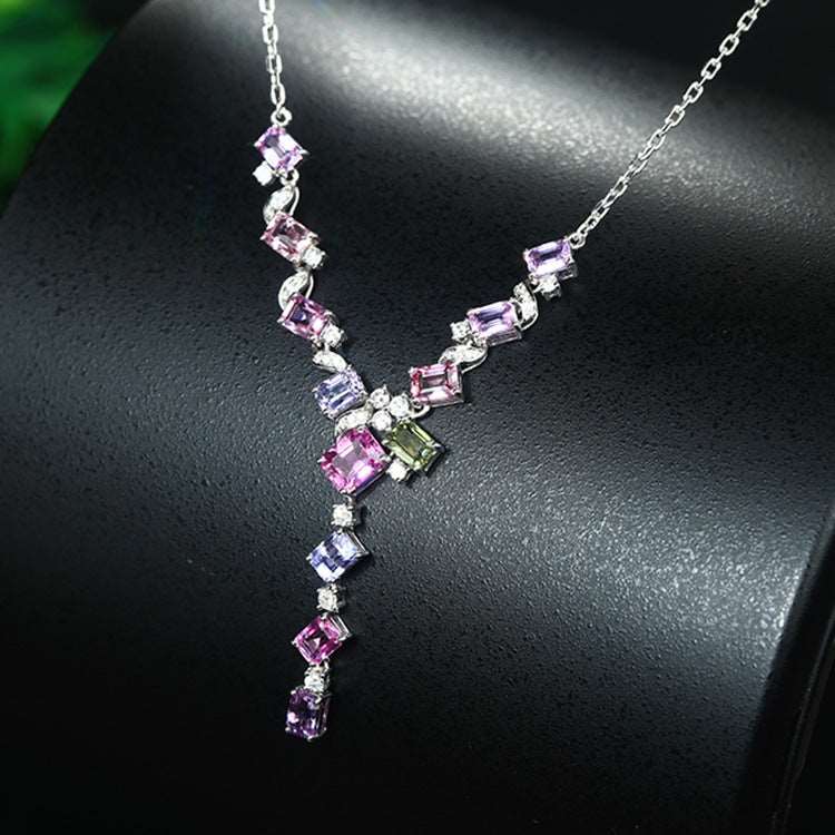 Lavender Tourmaline CZ Diamond Set Chain