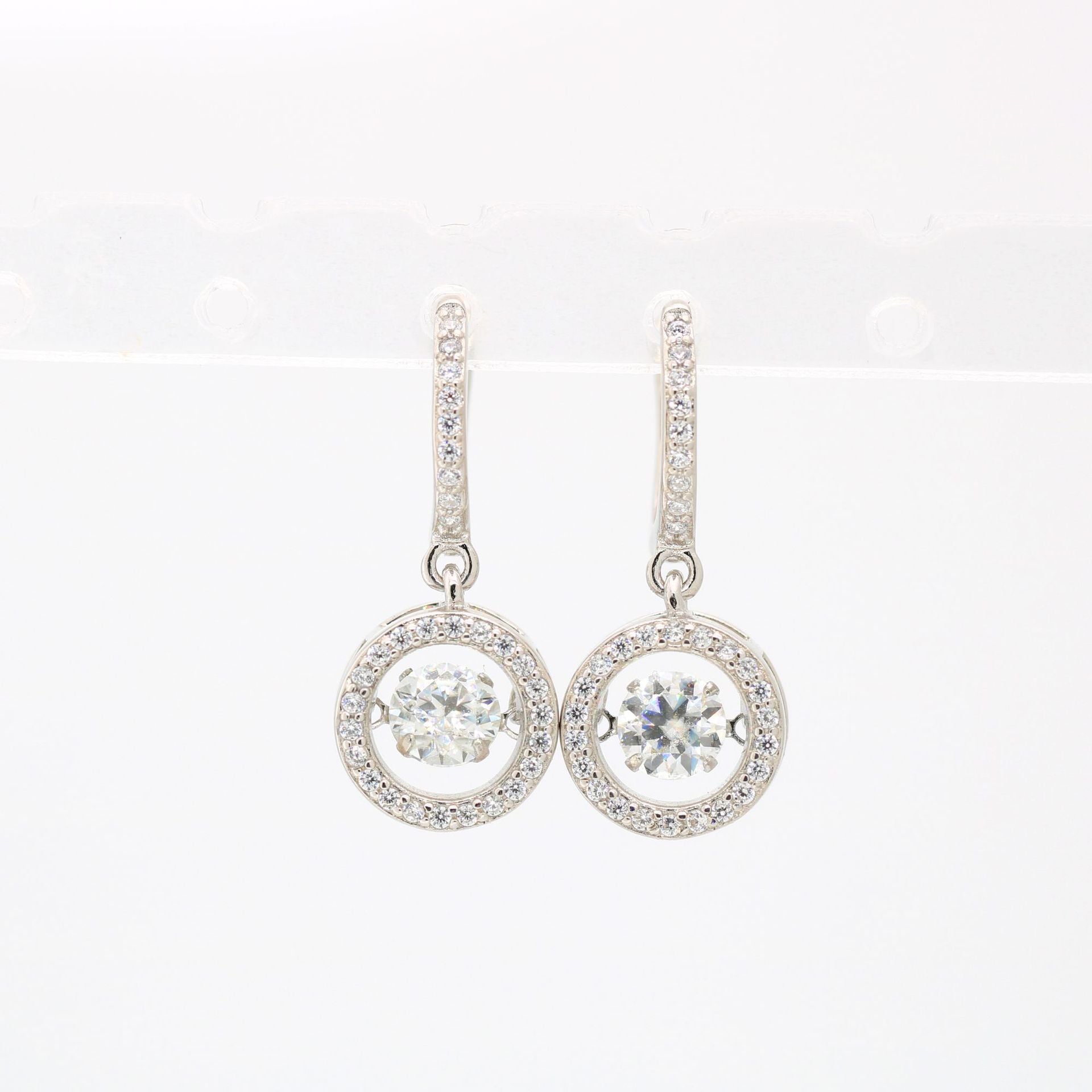 Halo Moissanite Diamond Earrings in S925 Sterling