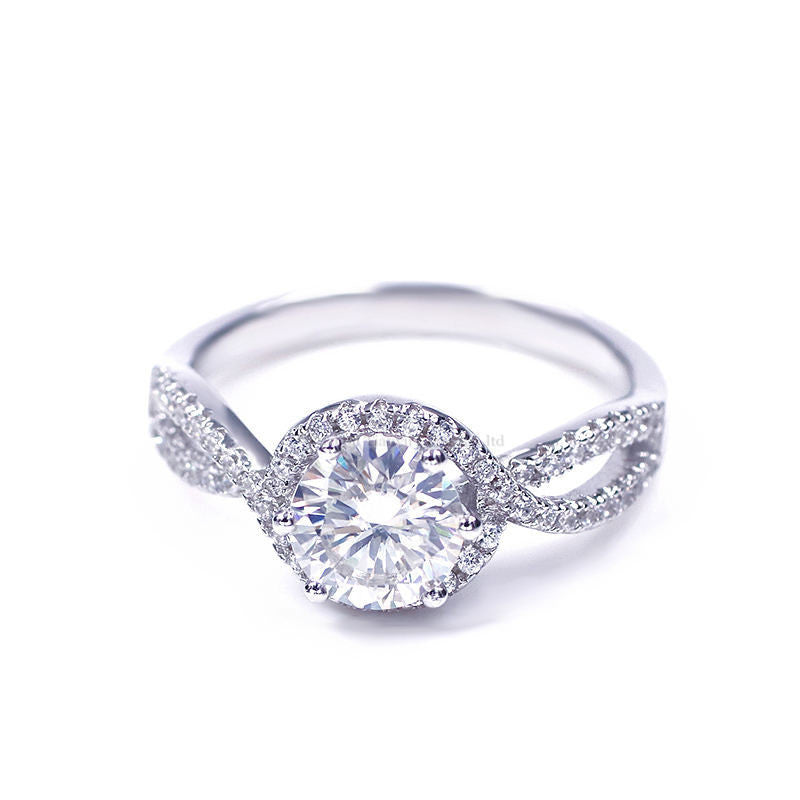 Hexagon Round Cut Moissanite Ring