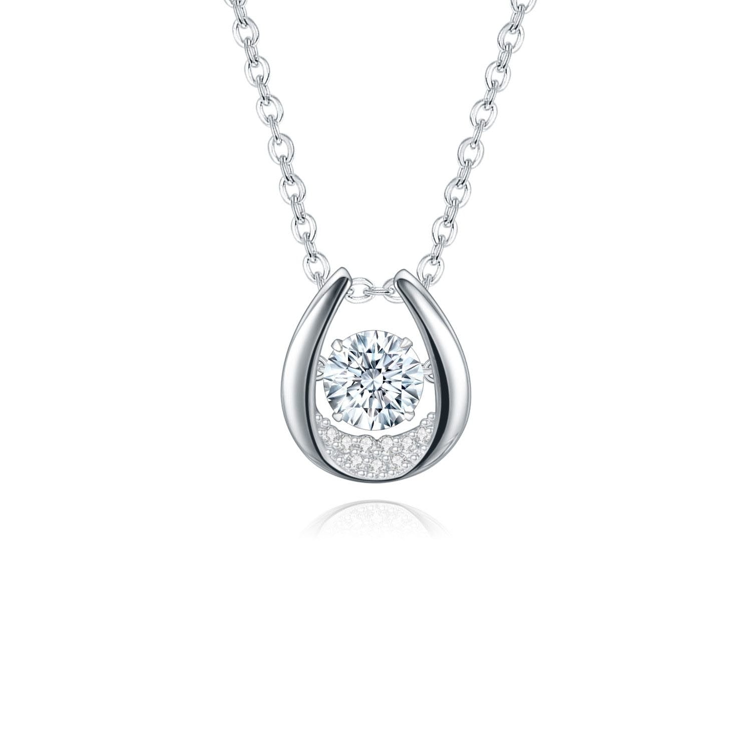 Water Drop Horseshoe Moissanite Pendant Necklace