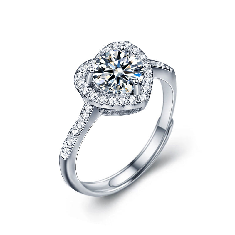 Love Heart Moissanite  Diamond Ring