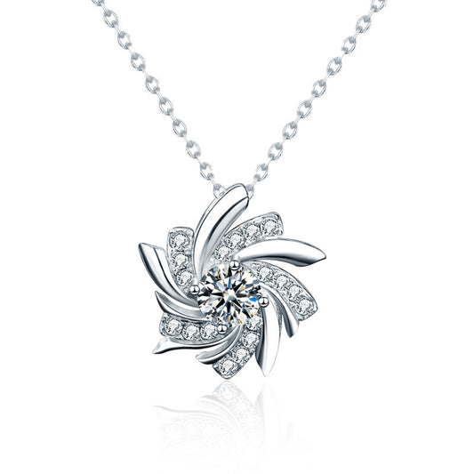 Sparkling Moissanite S925 Sterling Silver Windmill Necklace