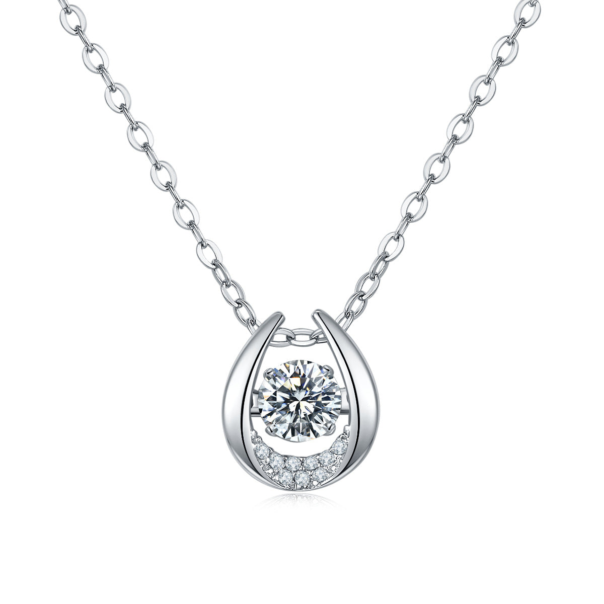 Guardian horseshoe Moissanite Pendant Necklace