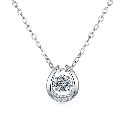 Water Drop Horseshoe Moissanite Pendant Necklace