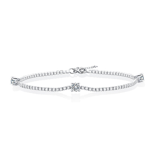 Elegant  925 Silver Inlay Moissanite Round Bracelet